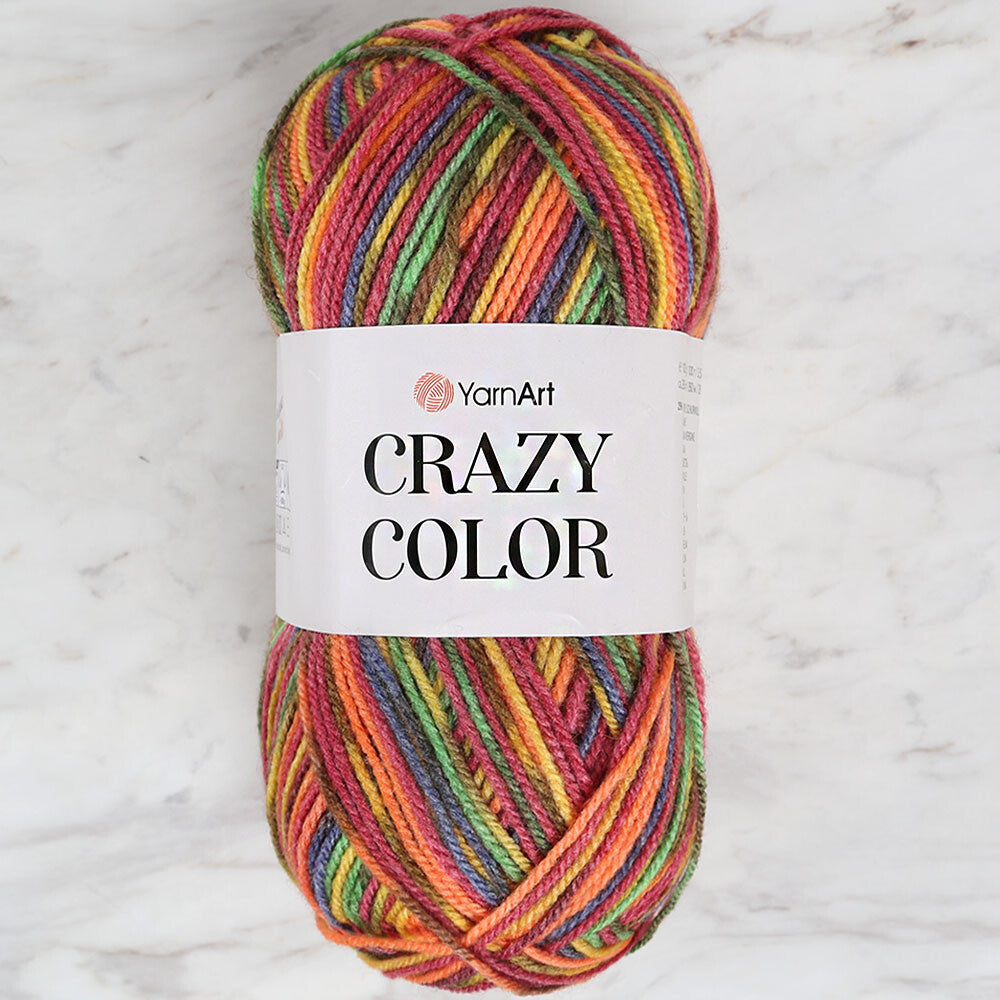 YarnArt Crazy Color Knitting Yarn, Variegated - 134