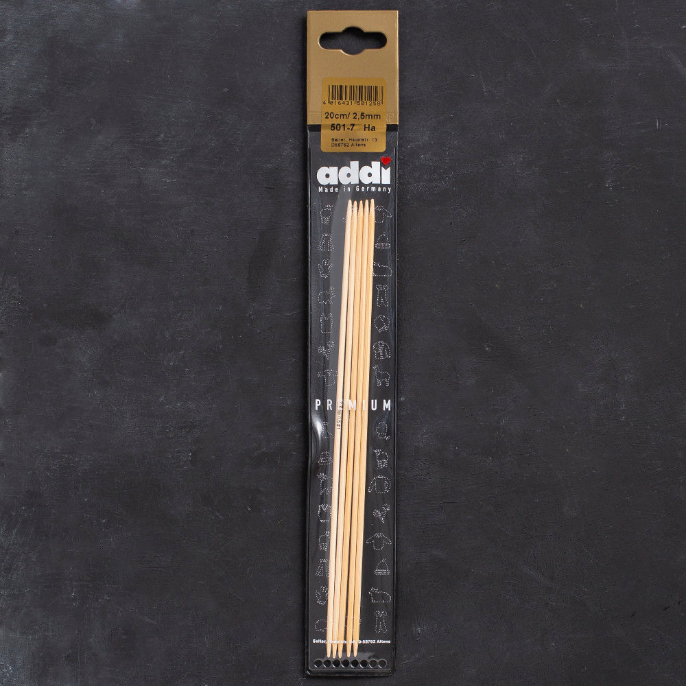 Addi 2.5mm 20cm Bamboo Double-pointed Needles - 501-7/20/2.5