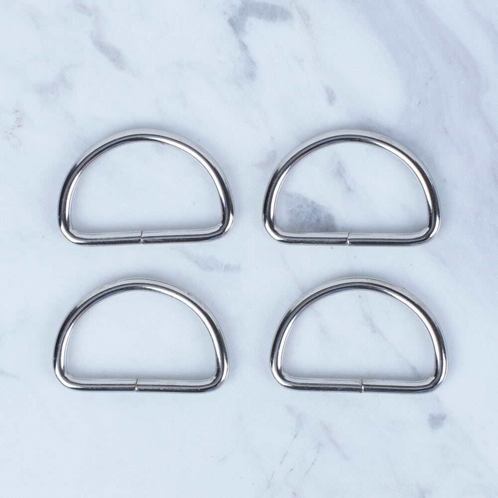 Loren Silver Metal D-Shaped Ring for Handbags or Belts in 4, 3.2 cm