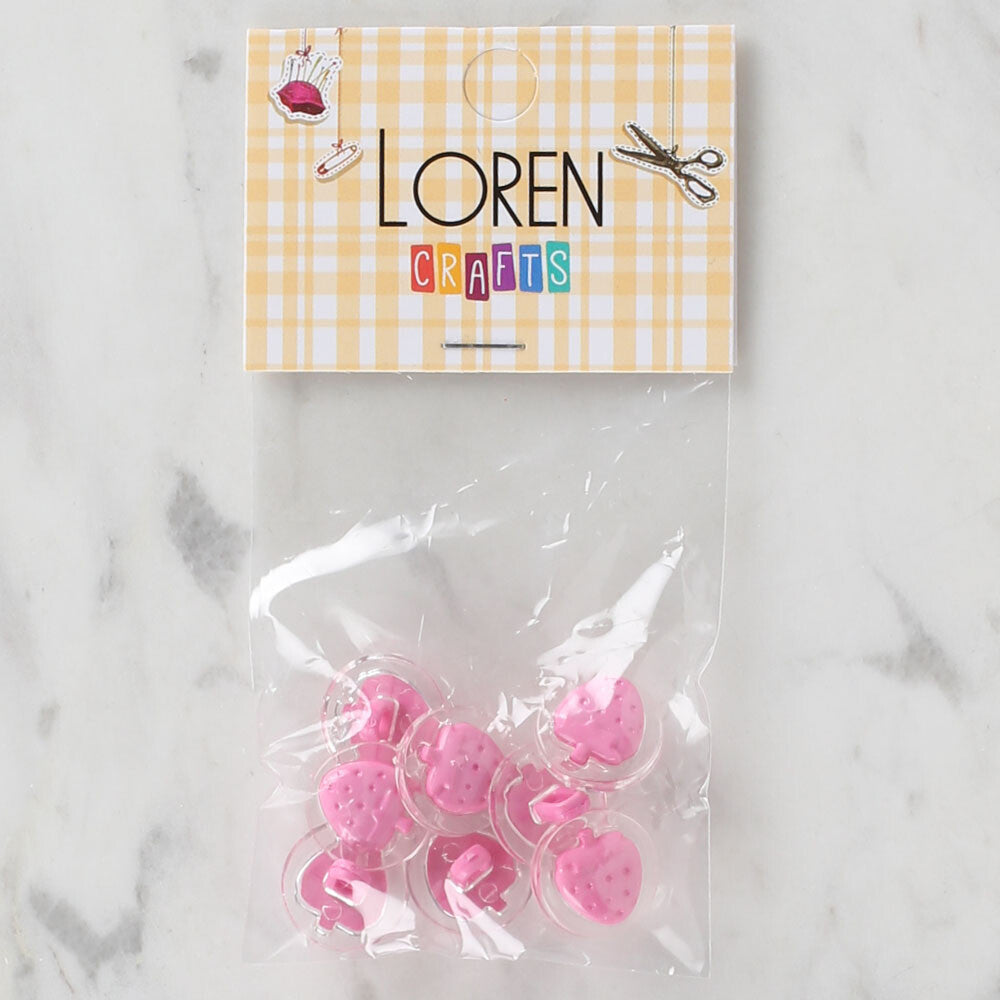 Loren Crafts 8 Pack Transparent Strawberry Button, Pink - 251