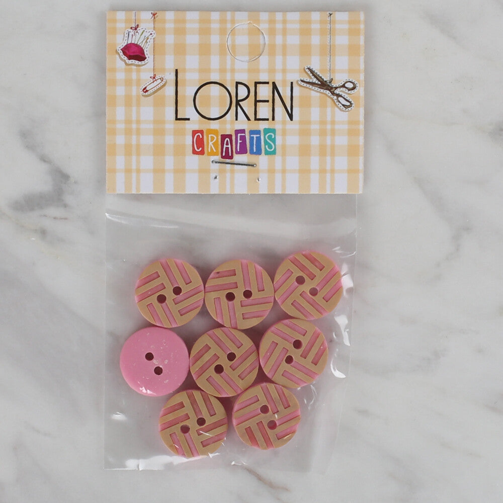 Loren Crafts 8 Pack Button, Pink - 304