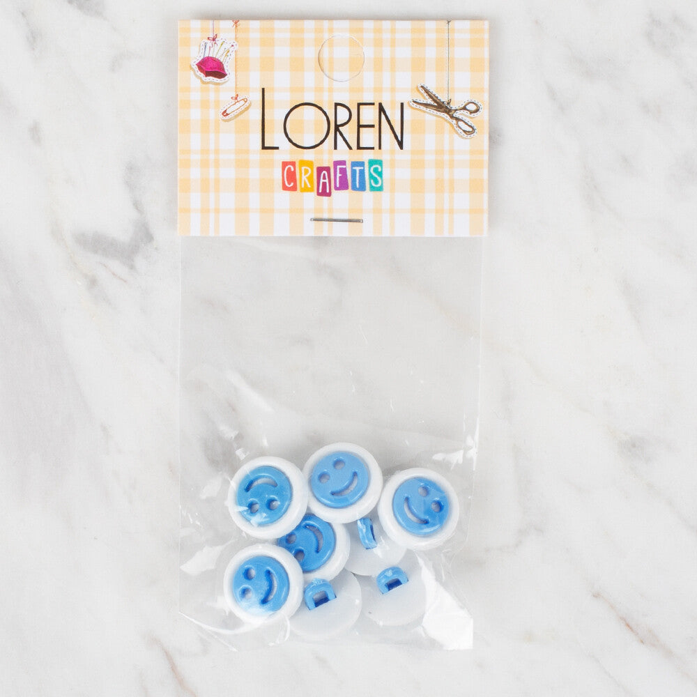 Loren Crafts 8 Pack Smiley Button, Turquoise - 633