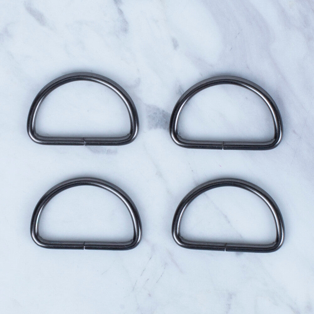 Loren Black Metal D-Shaped Ring for Handbags or Belts in 4, 3.2 cm