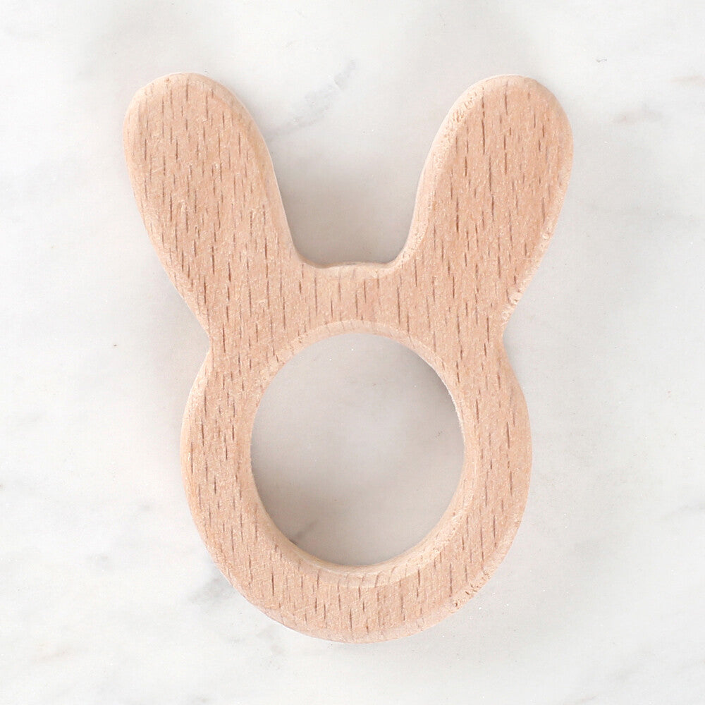 Loren Crafts Rabbit Shaped Organic Wooden Teether Ring