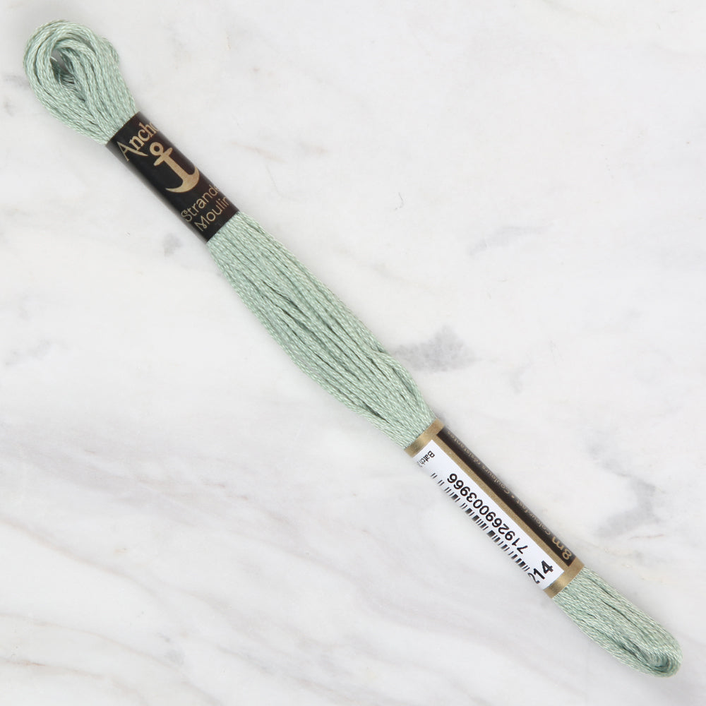 Anchor Stranded Mouline Embroidery Thread, 8m, Green - 0214