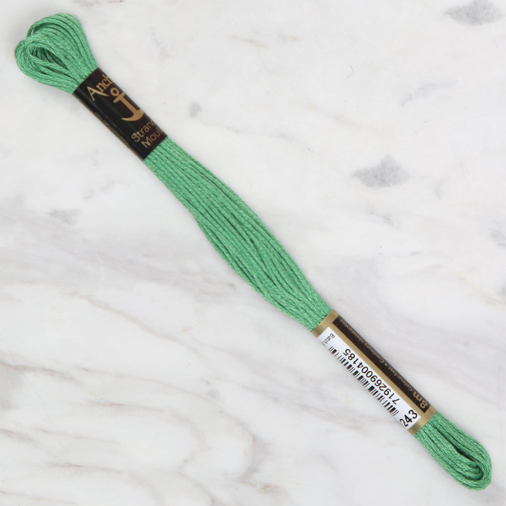 Anchor Stranded Mouline Embroidery Thread, 8m, Green - 0243