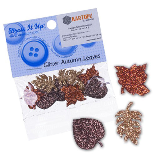 Dress It Up Creative Button Assortment, Glitter Autumn Leaves - 4420