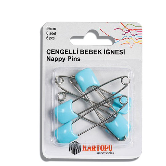 Kartopu 6-Piece Baby Safety Pins, Blue - K002.1.0034