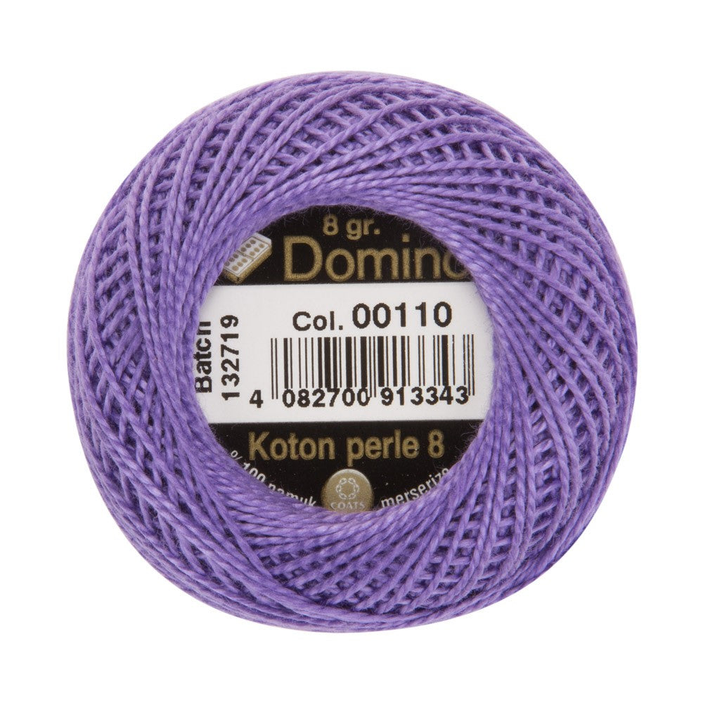 Domino Cotton Perle Size 8 Embroidery Thread (8 g), Purple - 4598008-00110