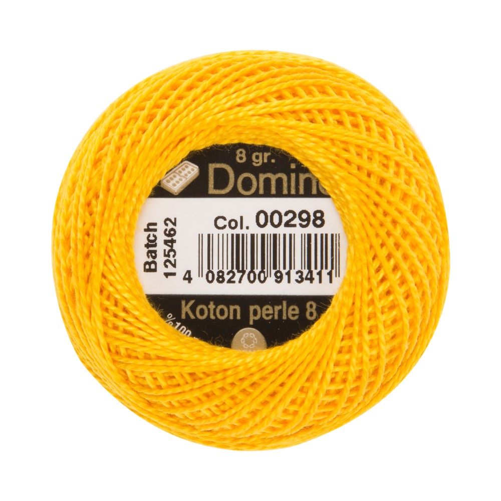Domino Cotton Perle Size 8 Embroidery Thread (8 g), Yellow - 4598008-00298