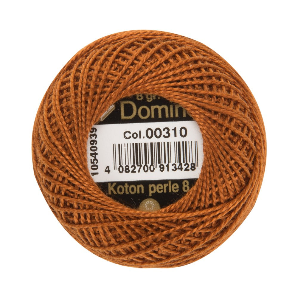 Domino Cotton Perle Size 8 Embroidery Thread (8 g), Brown - 4598008-00310