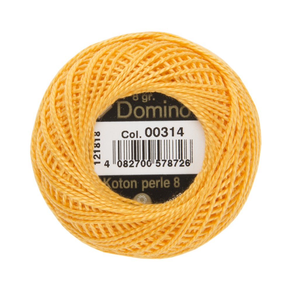 Domino Cotton Perle Size 8 Embroidery Thread (8 g), Yellow - 4598008-00314