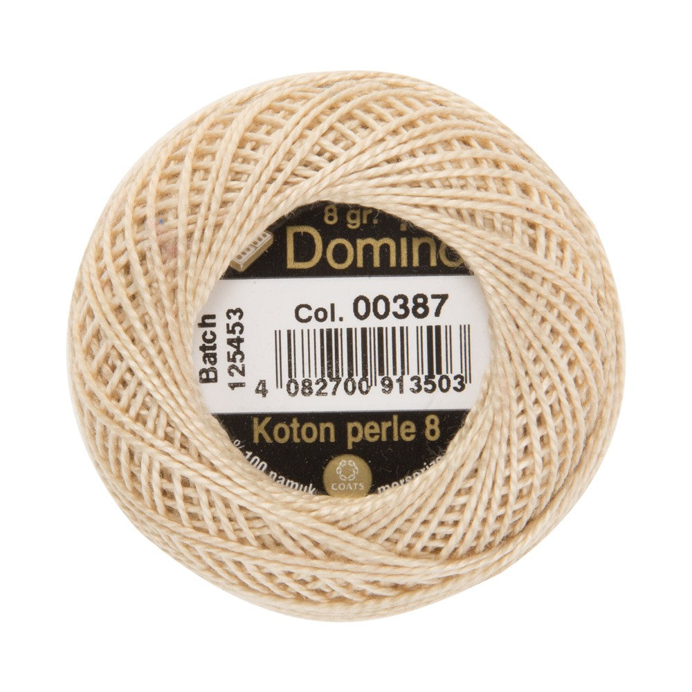 Domino Cotton Perle Size 8 Embroidery Thread (8 g), Beige - 4598008-00387