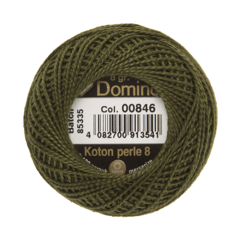 Domino Cotton Perle Size 8 Embroidery Thread (8 g), Green - 4598008-00846