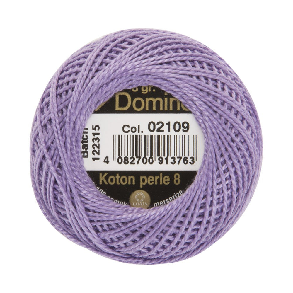 Domino Cotton Perle Size 8 Embroidery Thread (8 g), Purple - 4598008-02109