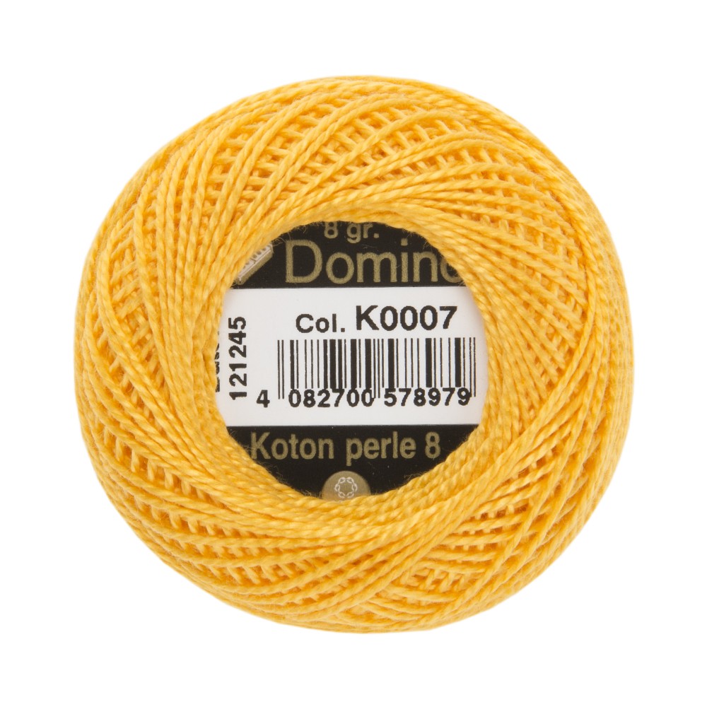 Domino Cotton Perle Size 8 Embroidery Thread (8 g), Yellow - 4598008-K0007