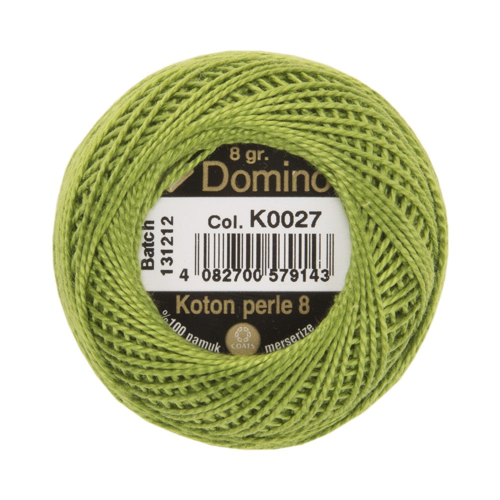 Domino Cotton Perle Size 8 Embroidery Thread (8 g), Green - 4598008-K0027