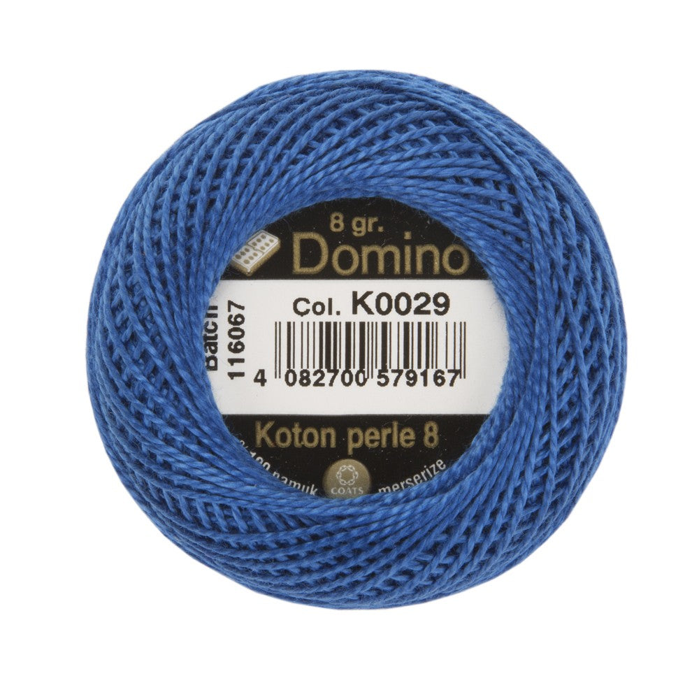 Domino Cotton Perle Size 8 Embroidery Thread (8 g), Blue - 4598008-K0029