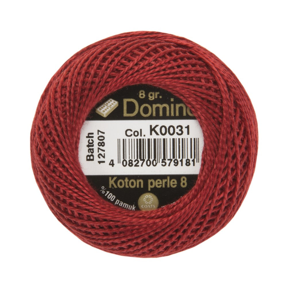 Domino Cotton Perle Size 8 Embroidery Thread (8 g), Red - 4598008-K0031