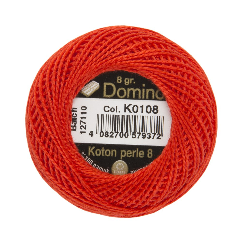 Domino Cotton Perle Size 8 Embroidery Thread (8 g), Red - 4598008-K0108