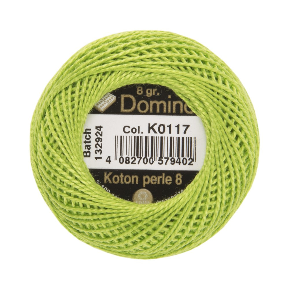 Domino Cotton Perle Size 8 Embroidery Thread (8 g), Green - 4598008-K0117