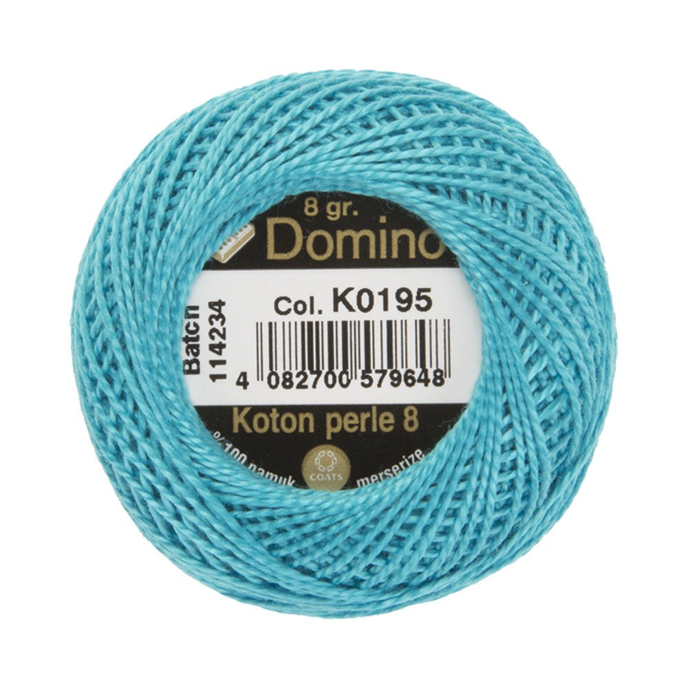 Domino Cotton Perle Size 8 Embroidery Thread (8 g), Blue - 4598008-K0195