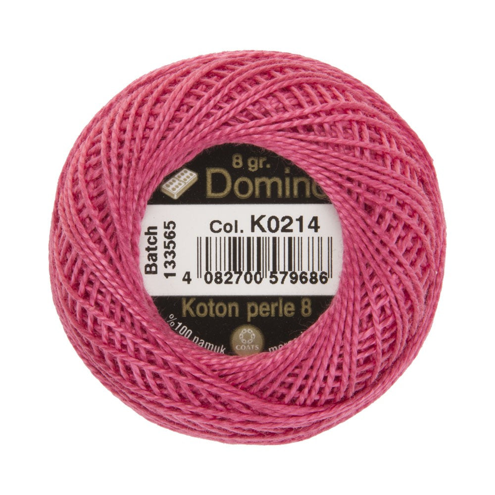 Domino Cotton Perle Size 8 Embroidery Thread (8 g), Pink - 4598008-K0214