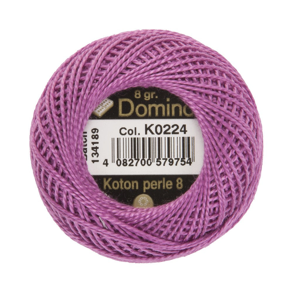 Domino Cotton Perle Size 8 Embroidery Thread (8 g), Purple - 4598008-K0224