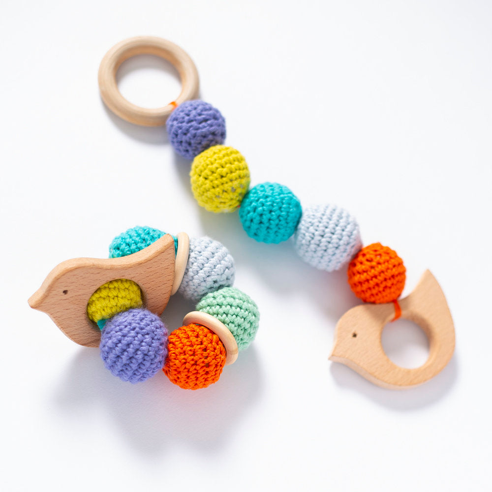 Loren 4 Pcs  Wooden Teether Ring, Heart Shape