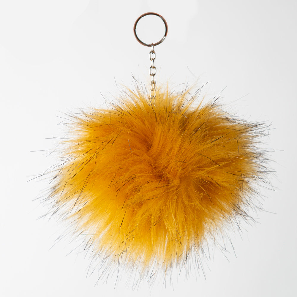 Loren Faux Fur Pom Pom, Multi Black