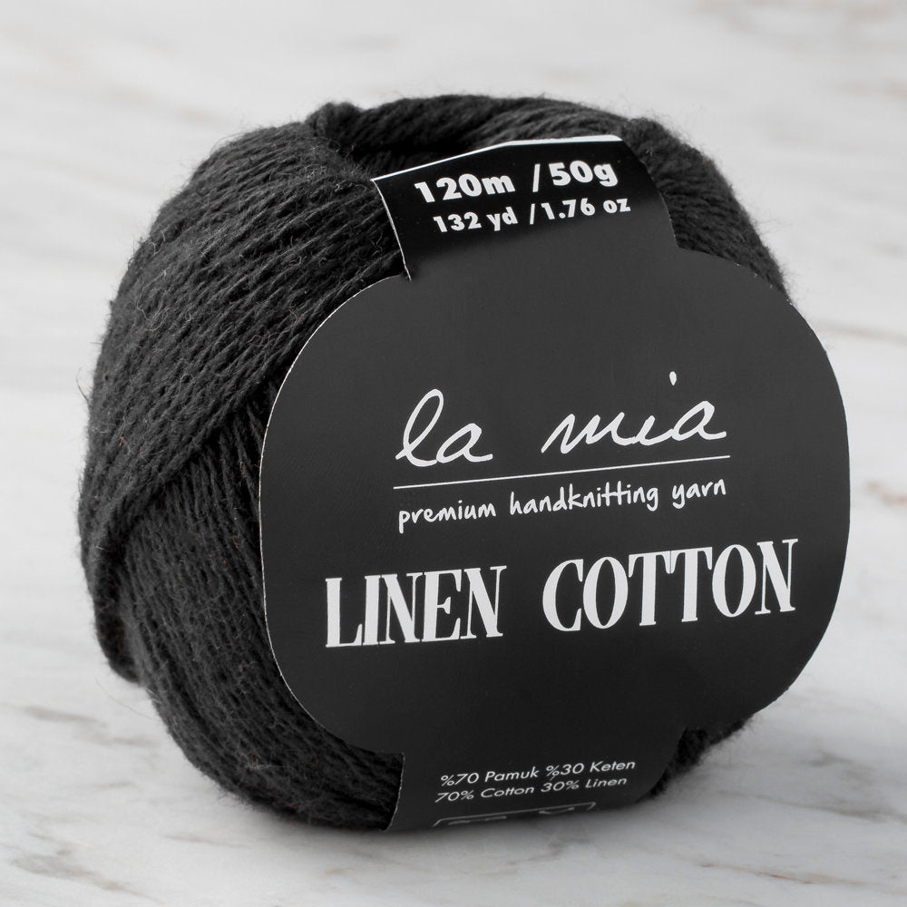 La Mia Linen Cotton Yarn, Black - L006