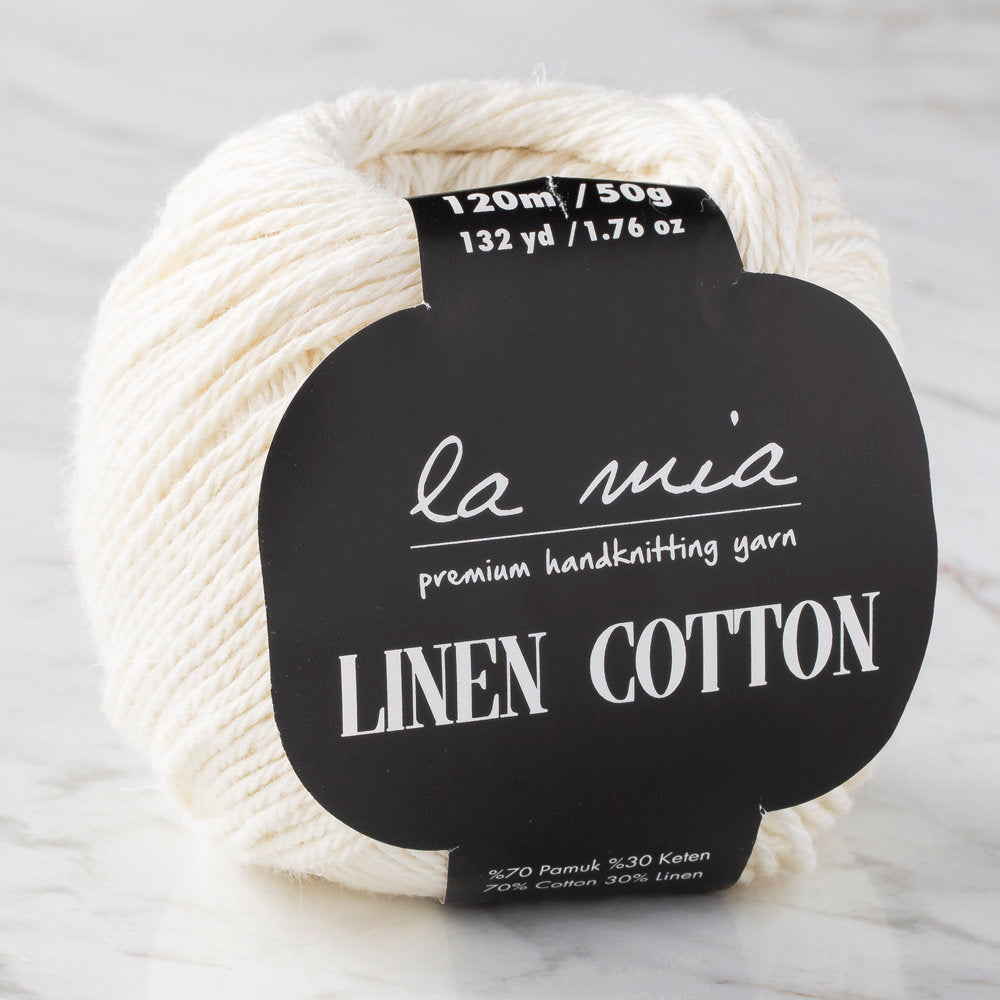 La Mia Linen Cotton Yarn, White - L155