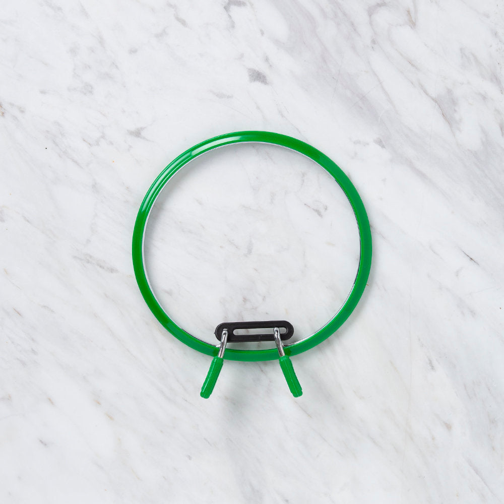 Nurge Metal Spring Tension Ring with Green Plastic Frame Embroidery Hoop, 126 mm