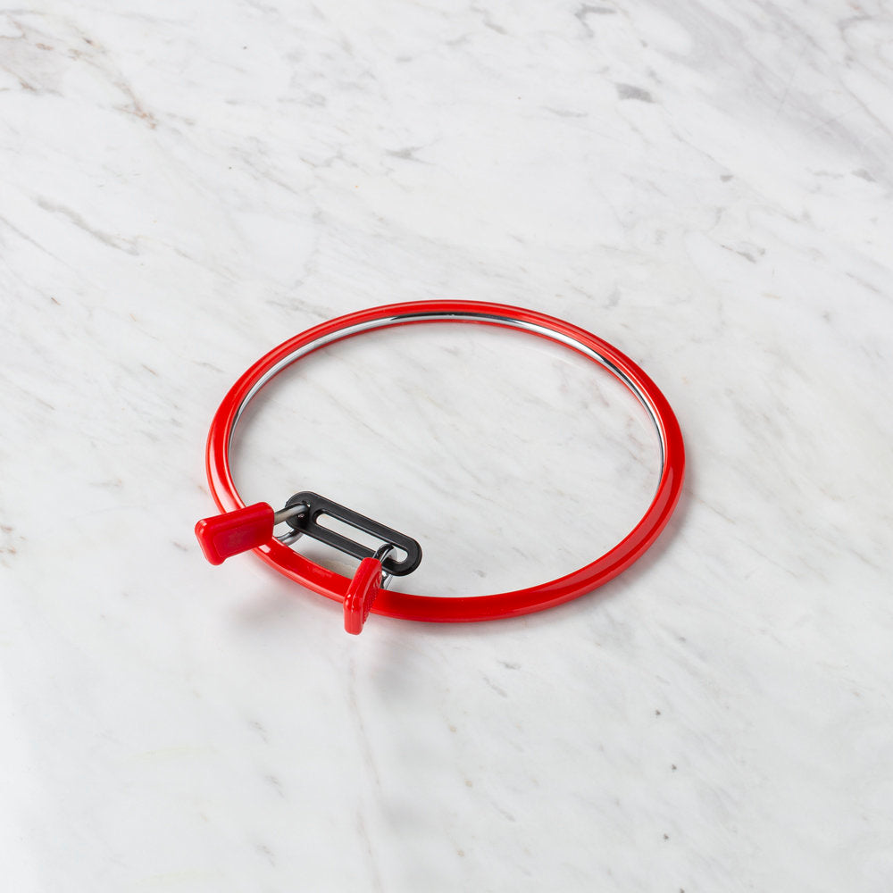 Nurge Metal Spring Tension Ring with Red Plastic Frame Embroidery Hoop, 126 mm