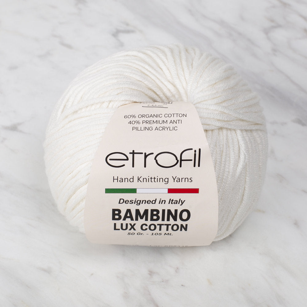 Etrofil Bambino Lux Cotton Yarn, White - 70019