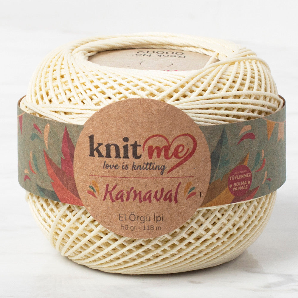 Knit Me Karnaval Knitting Yarn, Ecru - 00002