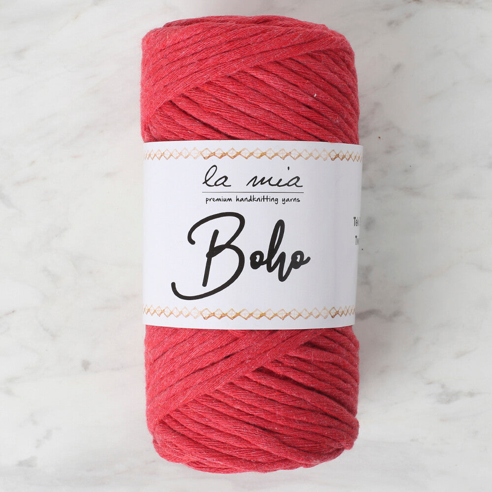 La Mia Boho Cotton Macrame Cord, Red - L033