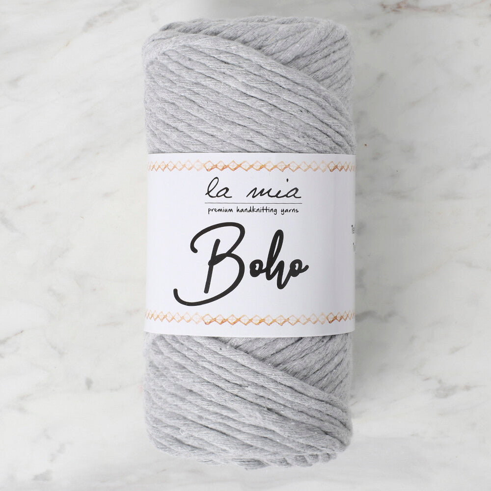 La Mia Boho Cotton Macrame Cord, Light Grey - L044