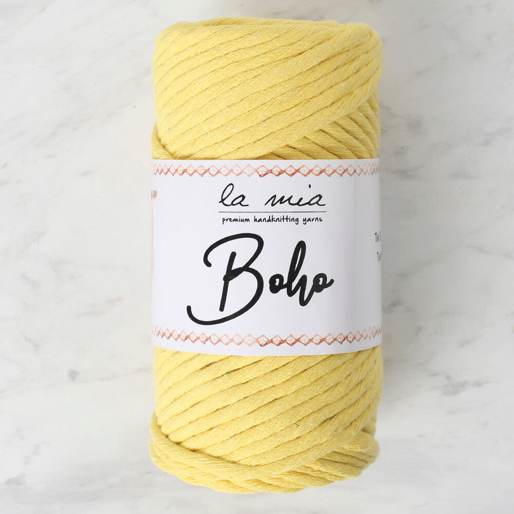 La Mia Boho Cotton Macrame Cord, Lemon Yellow  - L186