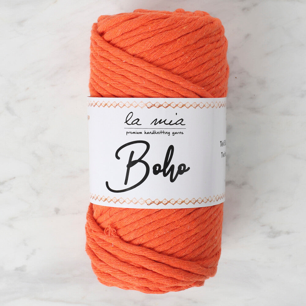 La Mia Boho Cotton Macrame Cord, Orange - L150