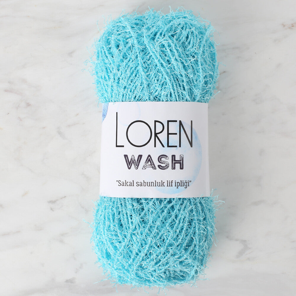 Loren Wash Knitting Yarn, Cyan - R087