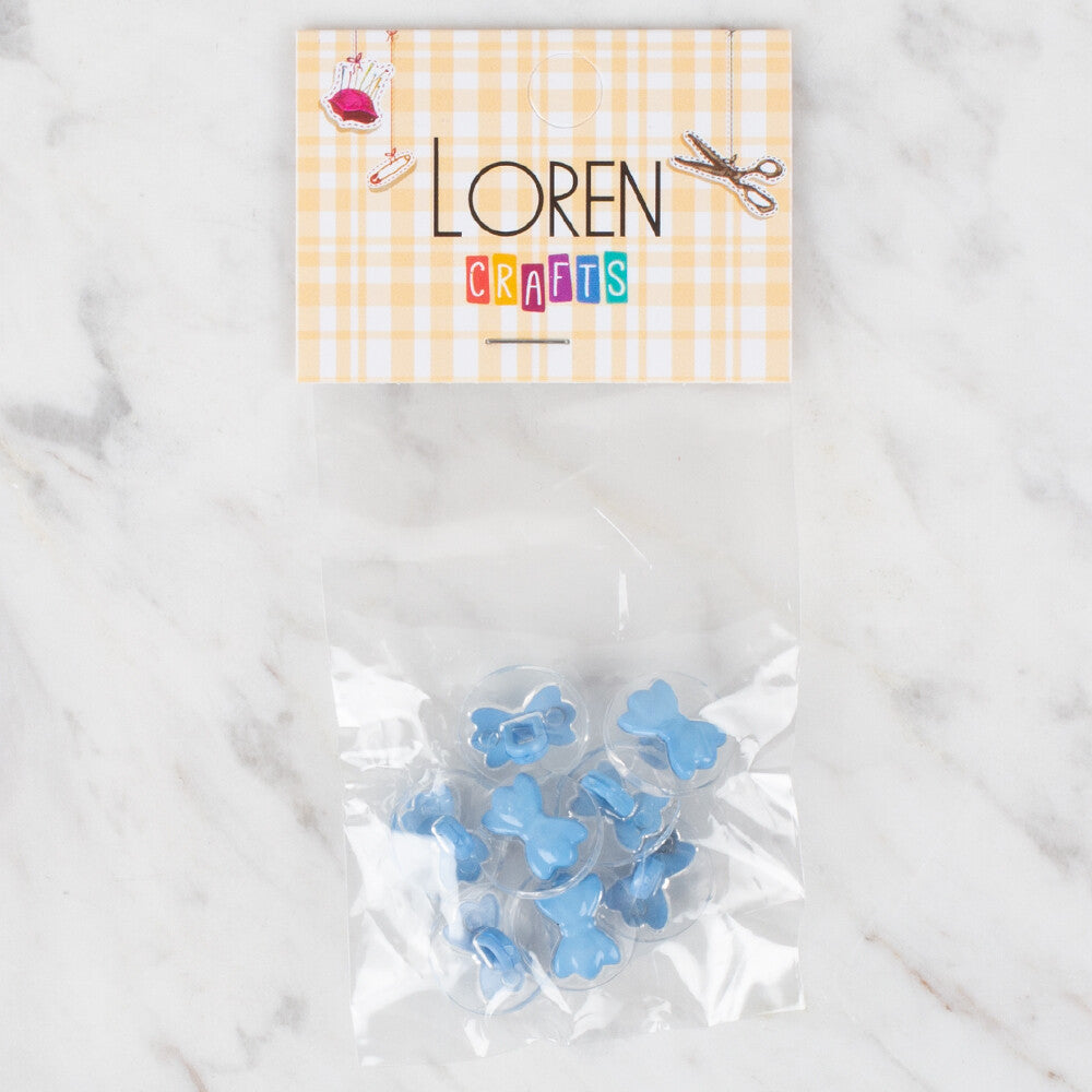 Loren Crafts 8 Pack e Ribbon Button, Transparent Blu- 266