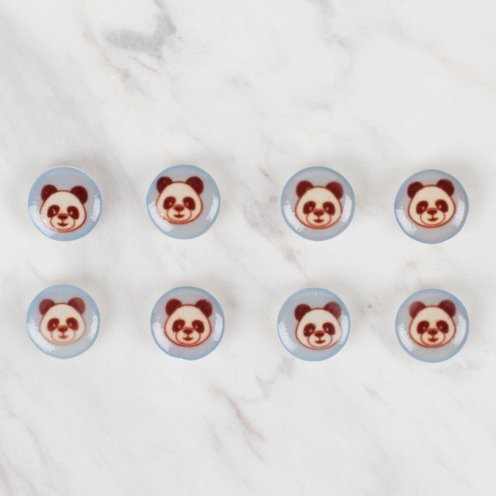 Loren Crafts 8 Pack Panda Button, Blue - 704