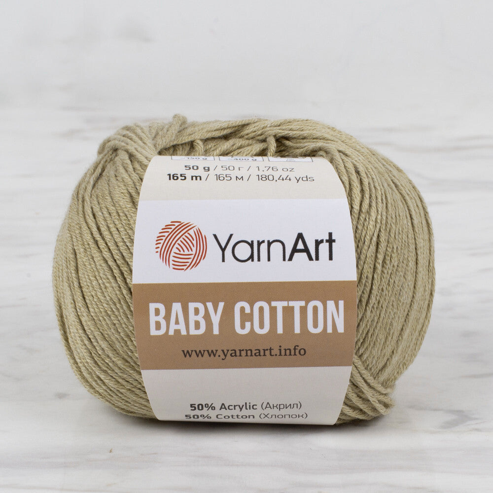 YarnArt Baby Cotton Knitting Yarn, Reseda Green - 434