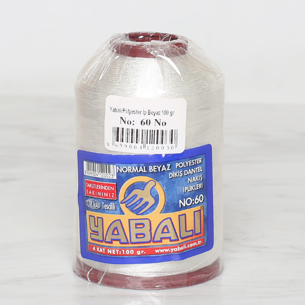 Yabalı 100 gr No:60 Polyester Yarn, White