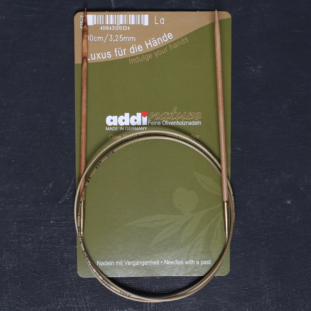 Addi Olive Wood 3.25mm 100cm Circular Knitting Needles - 575-7