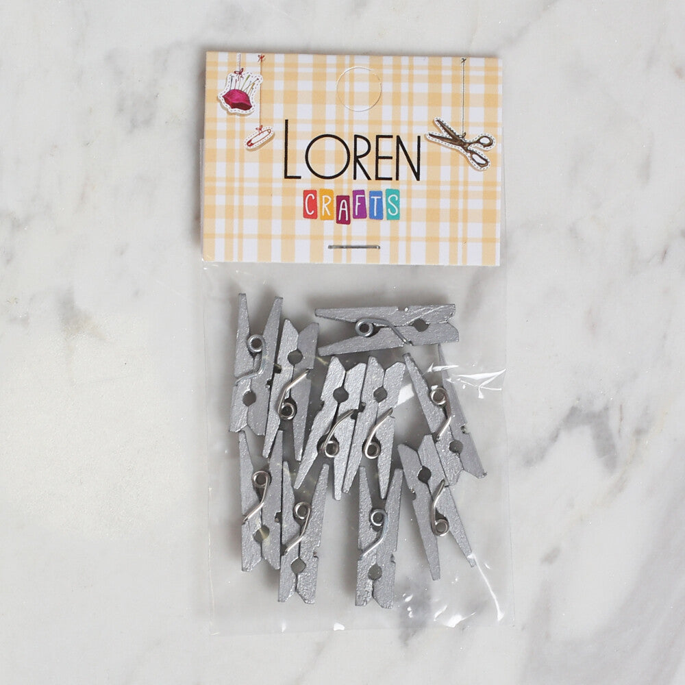 Loren Crafts 10 Pcs Mini Pegs, Silver