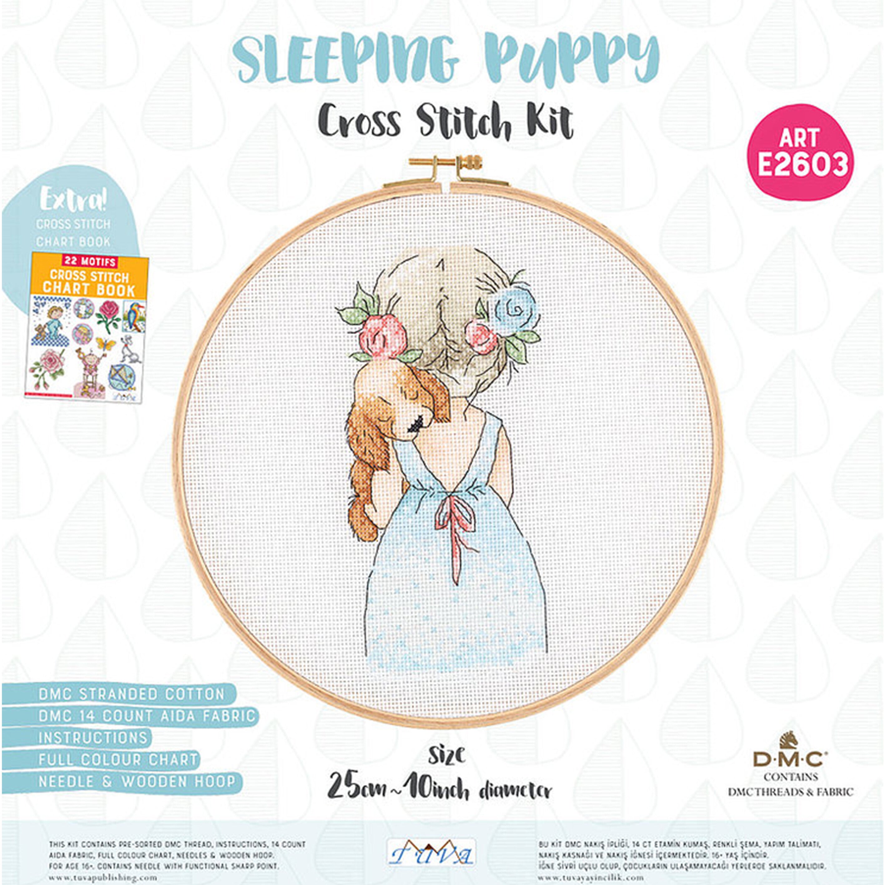 Tuva Cross Stitch Kit, Sleeping Puppy - E2603