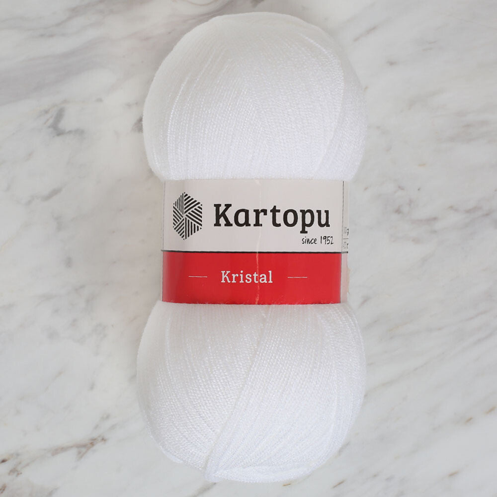 Kartopu Kristal  Knitting Yarn, White - K010