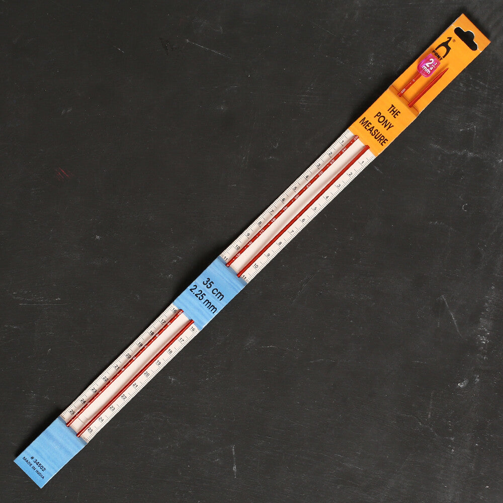 Pony Measure 2.25 mm 35 cm Aluminium Knitting Needles, Orange - 34502